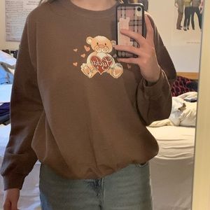 cute bear brown crewneck sweatshirt